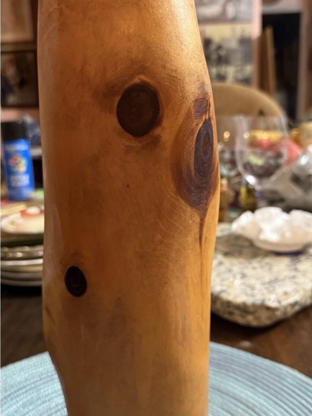 Hand-Turned Natural Wood Knot Vase - Brown